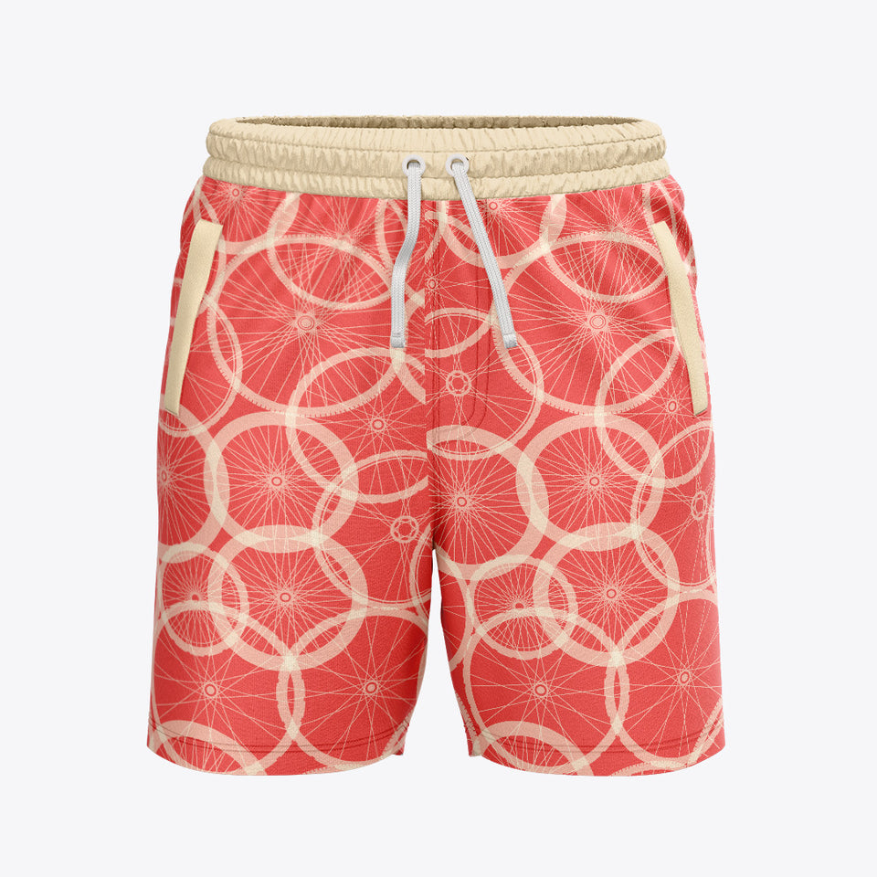 Bermudas / pantalonetas para caballero estampadas Bicicleta Rojo con ruedas blancas
