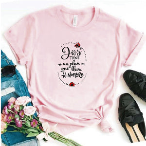 Camisa estampada Cristiana tipo T- shirt DIOS TIENE UN PLAN