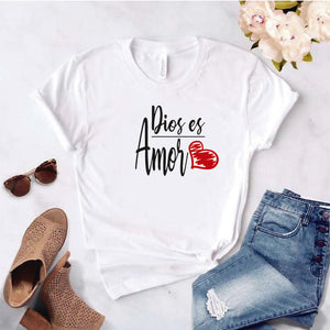 Camisa estampada Cristiana tipo T- shirt Dios es Amor