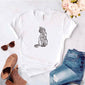 Camiseta estampada tipo T-shirt GATO SENTADO (geométrico)