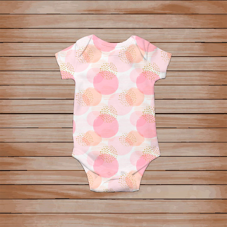 Body para bebe (mameluco) estampado con Circulos rosa y dorados