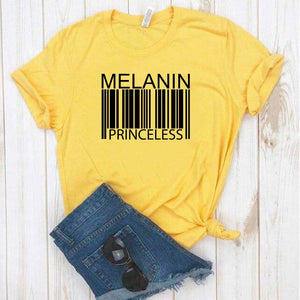 Camisa estampada tipo T-shirt Código de barras Melanin Priceless