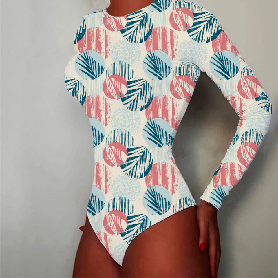 Body para Dama Manga Larga estampado Hojas 3