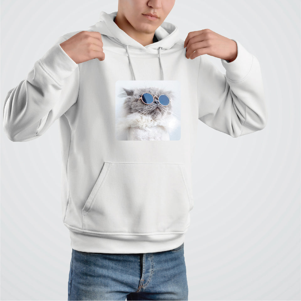 Buzo Estampado Sublimado gatico gris lentes