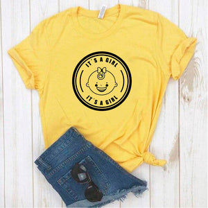 Camisa estampada tipo T- shirt Its a Girl (Baby Shower)