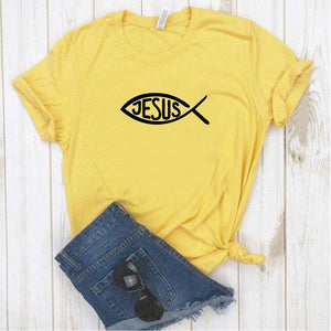 Camisa estampada tipo T- shirt Jesus Pescado