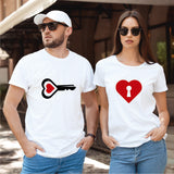 Camiseta estampada tipo T-shirt de pareja Llave corazon