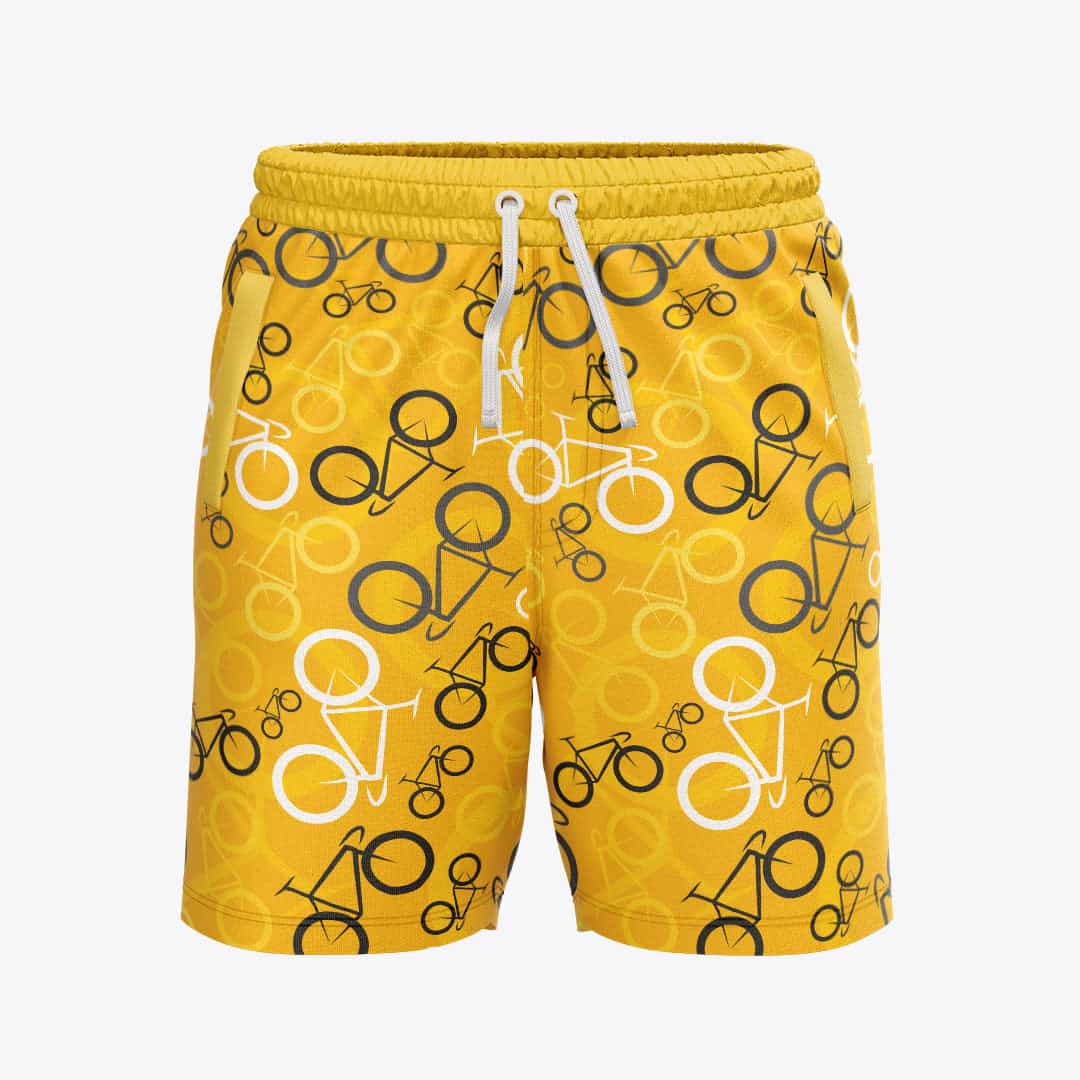 Bermudas / pantalonetas para caballero estampadas bicicleta amarilla