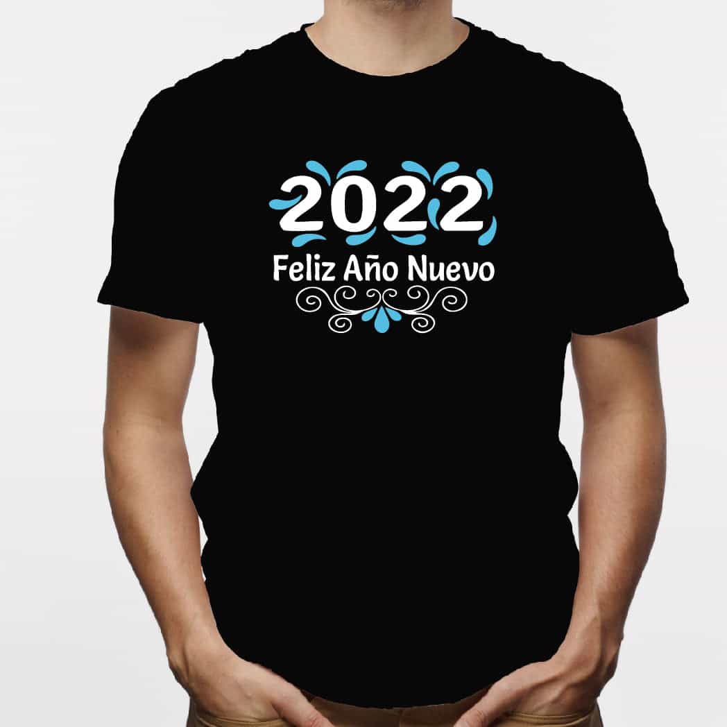 Camisa estampada para hombre  tipo T-shirt (NAVIDAD) 2022 feliz año nuevo