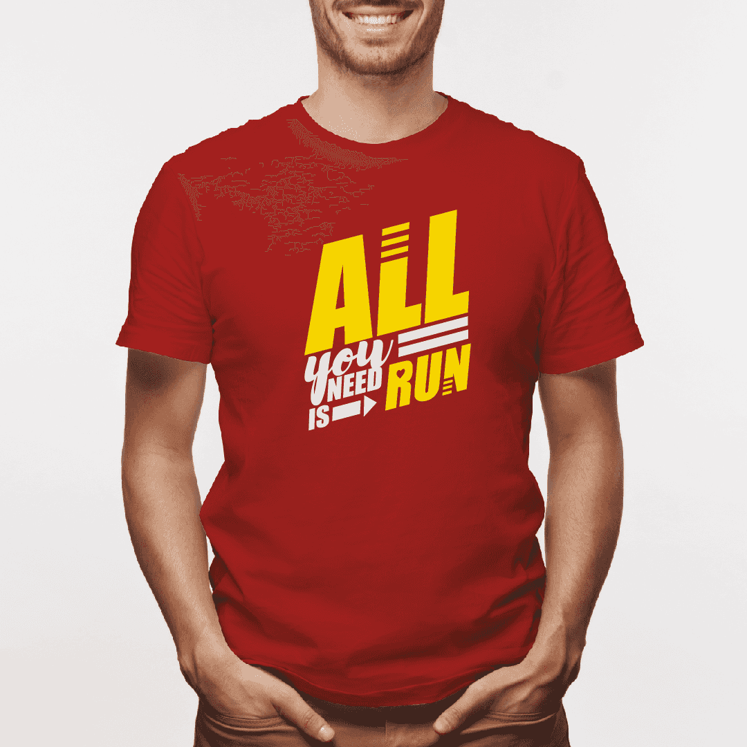 Camiseta estampada tipo T-shirt ALL YOU NEED IS RUN (FITNESS) (HOMBRE)