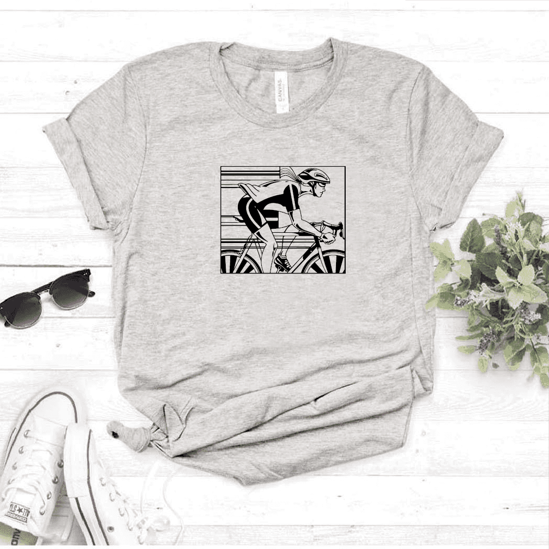 Camisa estampada  tipo T-shirt CICLISTA CARRERA DAMA CUADRO
