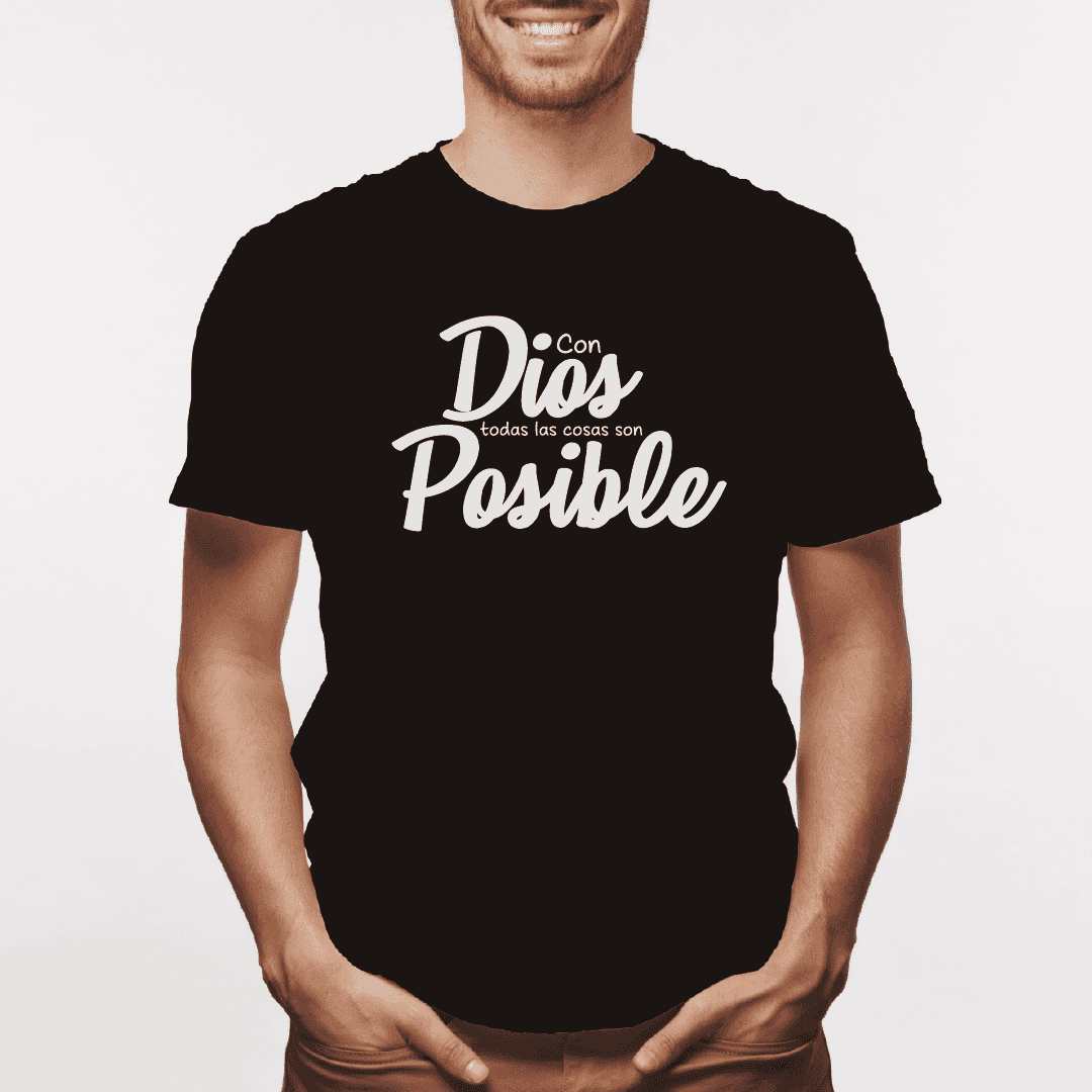 Camiseta estampada tipo T-shirt CON DIOS TODAS LAS COSAS SON POSIBLE (CRISTIANOS) (HOMBRE)