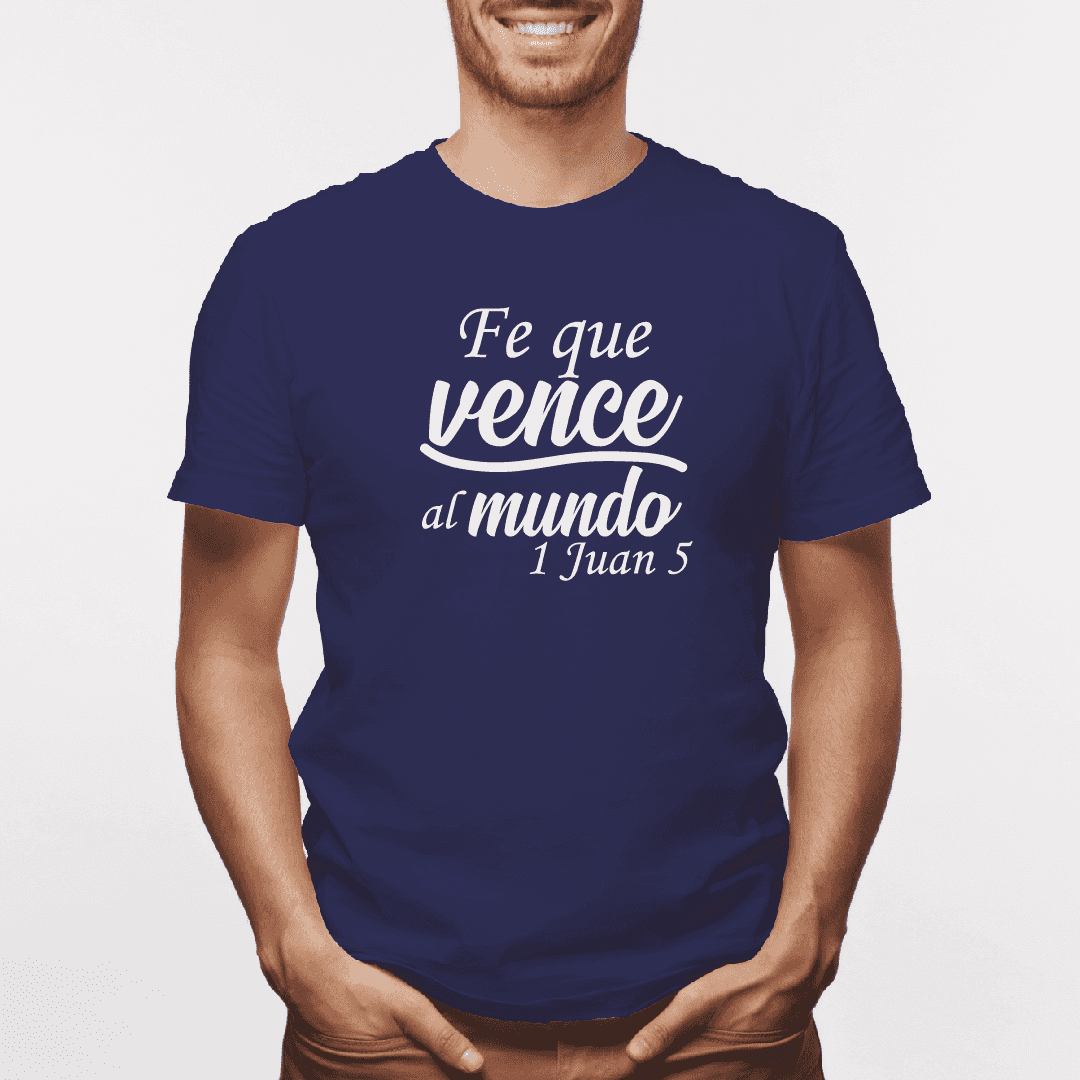 Camiseta estampada tipo T-shirt FE QUE VENCE AL MUNDO (CRISTIANOS) (HOMBRE)