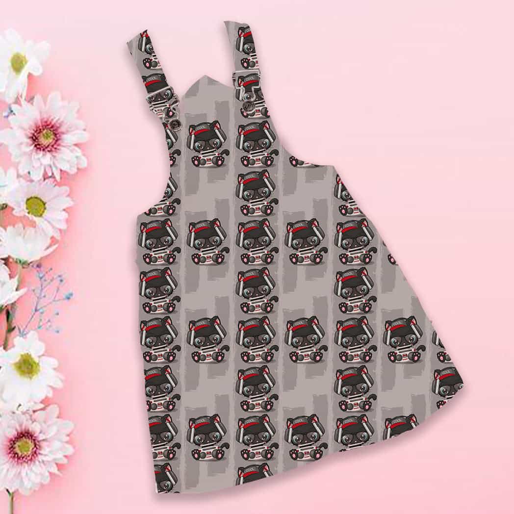 Braga de niña estampada diseño GATICO NEGRO MUSICA