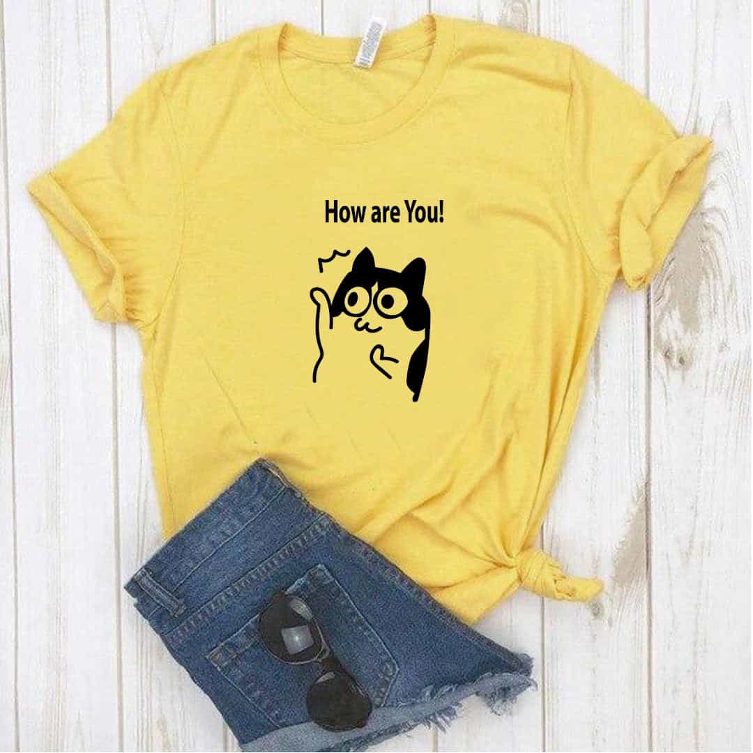 Camisa estampada  tipo T-shirt HOW ARE YOU GATO