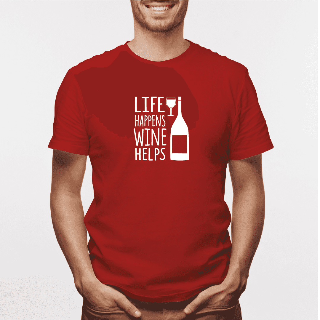 Camisa estampada para hombre  tipo T-shirt Life Happens Wine Helps