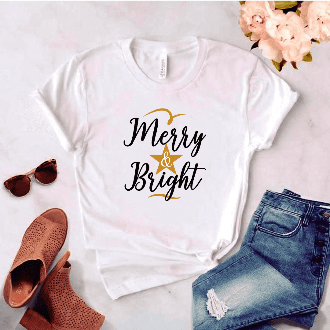 Camisa estampada tipo T-shirt (NAVIDAD) Merry and bright