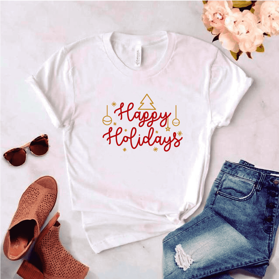 Camisa estampada tipo T-shirt (NAVIDAD) Happy holidays