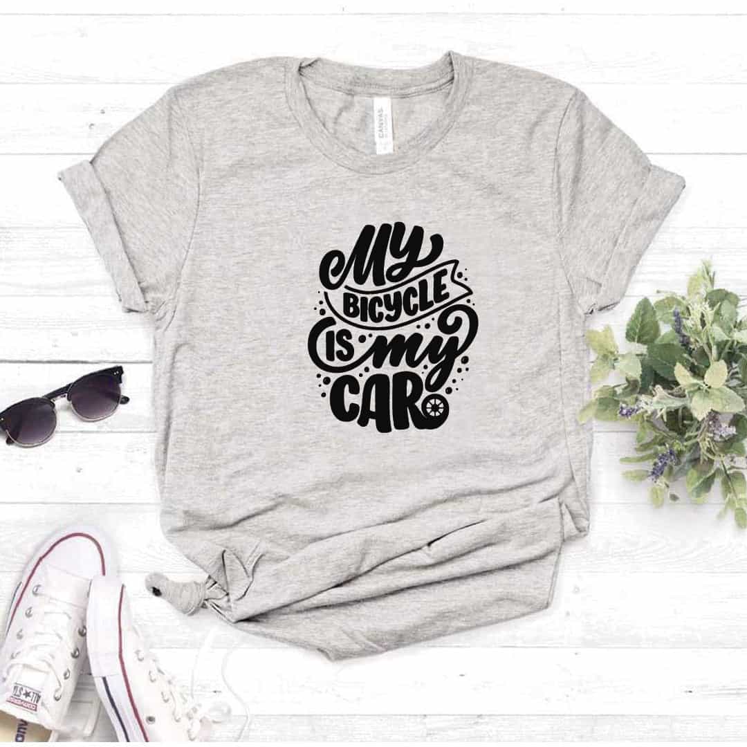 Camisa estampada tipo T- shirt My Bicycle is my Car (Mi bicicleta es mi carro)