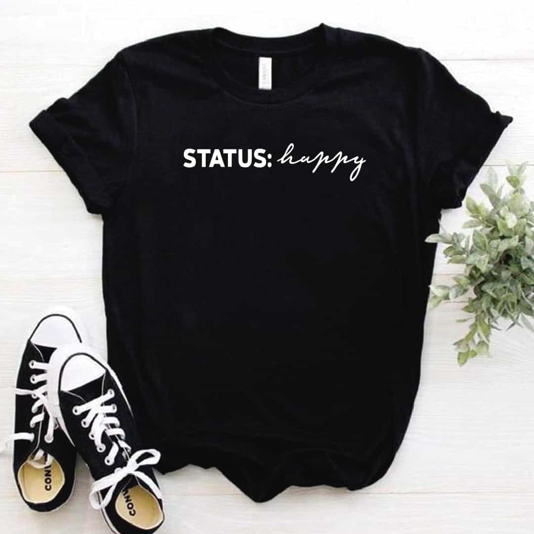 Camiseta estampada T-shirt STATUS: HAPPY