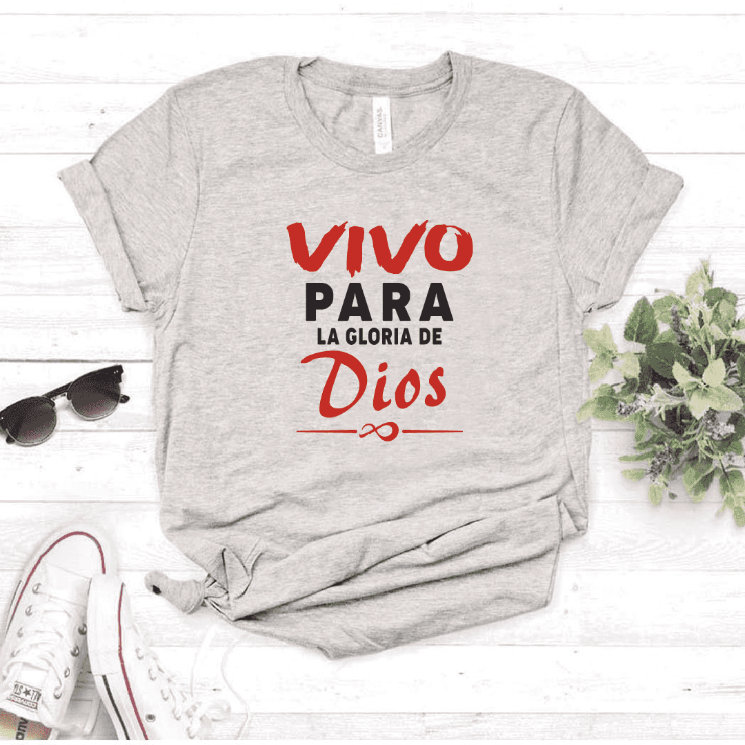 Camiseta estampada tipo T-shirt VIVO PARA LA GLORIA DE DIOS (CRISTIANOS) (DAMA)