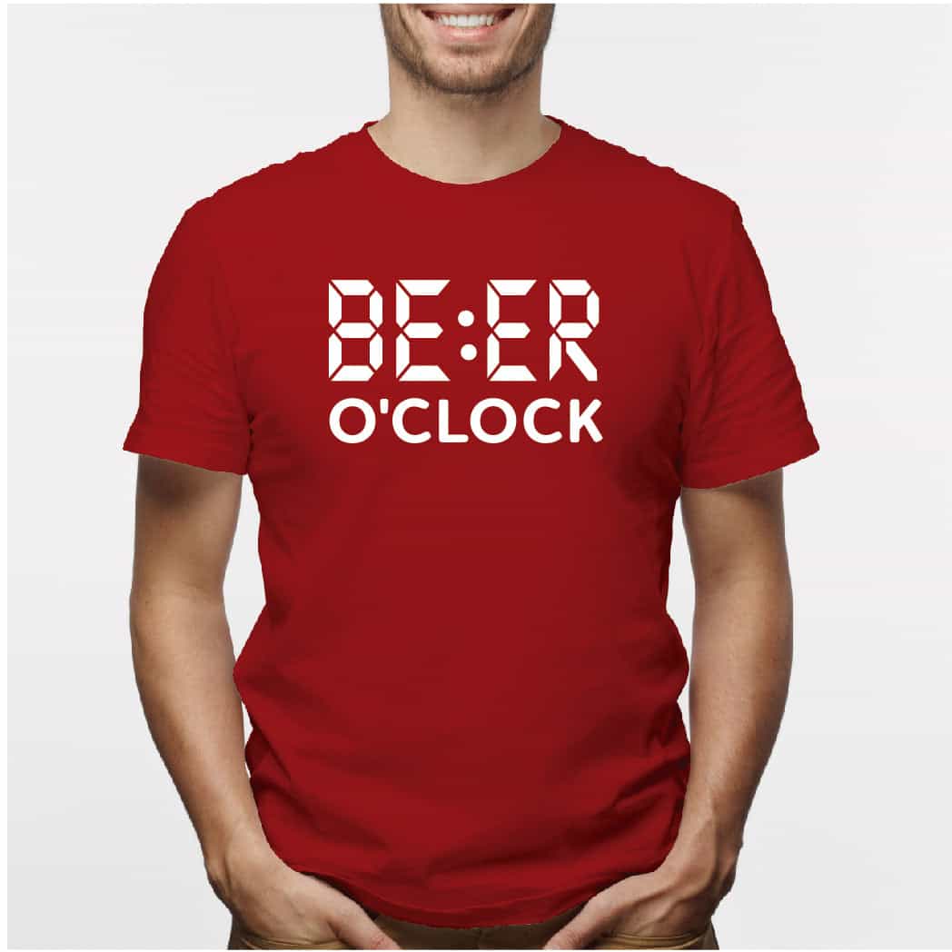 Camisa estampada para hombre  tipo T-shirt Beer o Clock