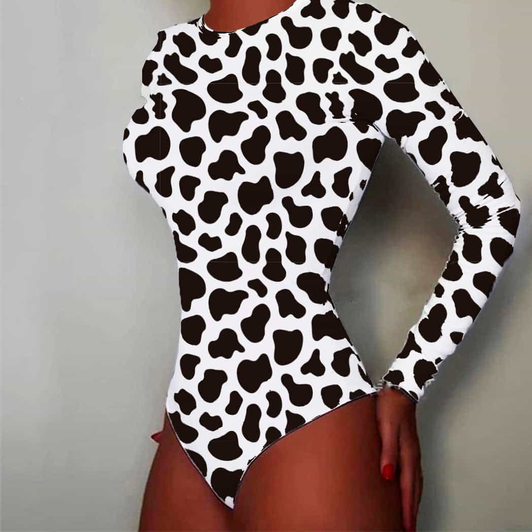 Body en poliéster para Dama Manga Larga estampado Animal Print