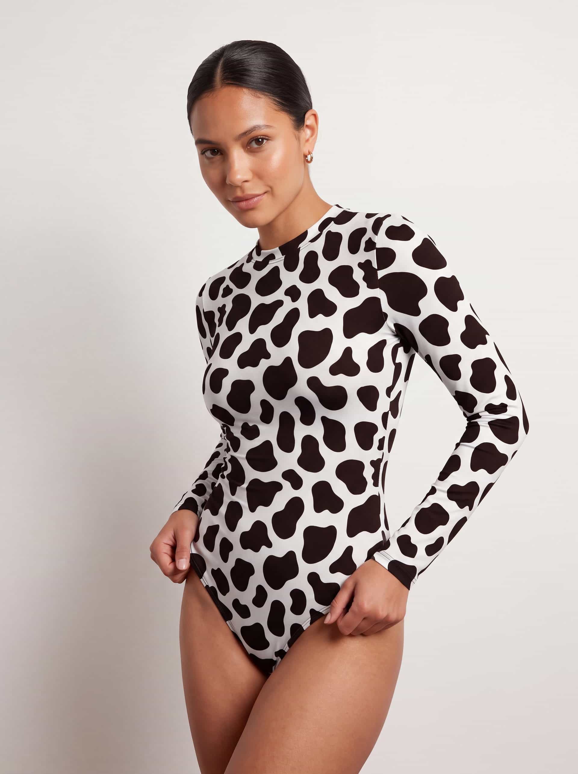 Body en poliéster para Dama Manga Larga estampado Animal Print