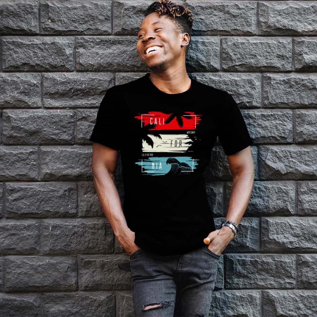 Camisa estampada para hombre tipo T-Shirt California ola palmera