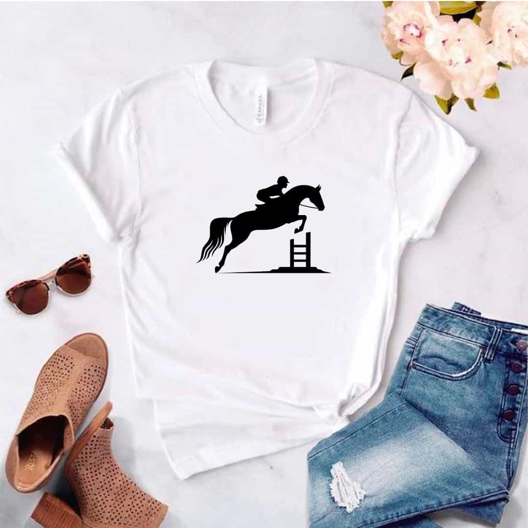 Camisa estampada tipo T- shirt Equitacion Caballo Jinete
