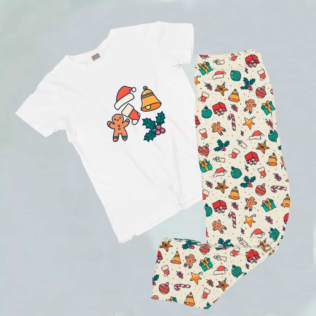 Pijama estampada de pantalón Largo Galleta adornos navideños