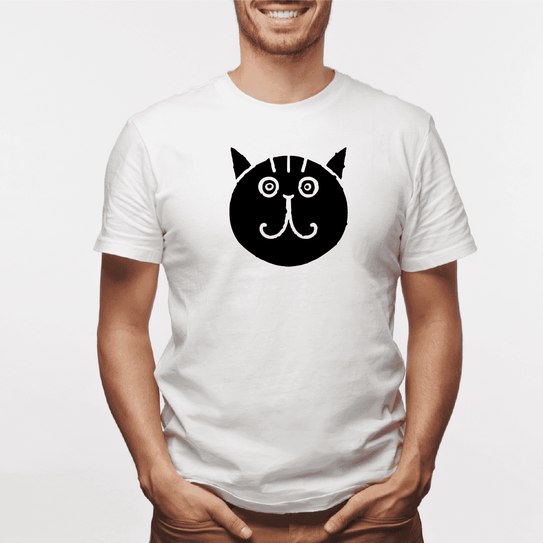 Camisa estampada para hombre  tipo T-shirt Gato cara Redonda (2)