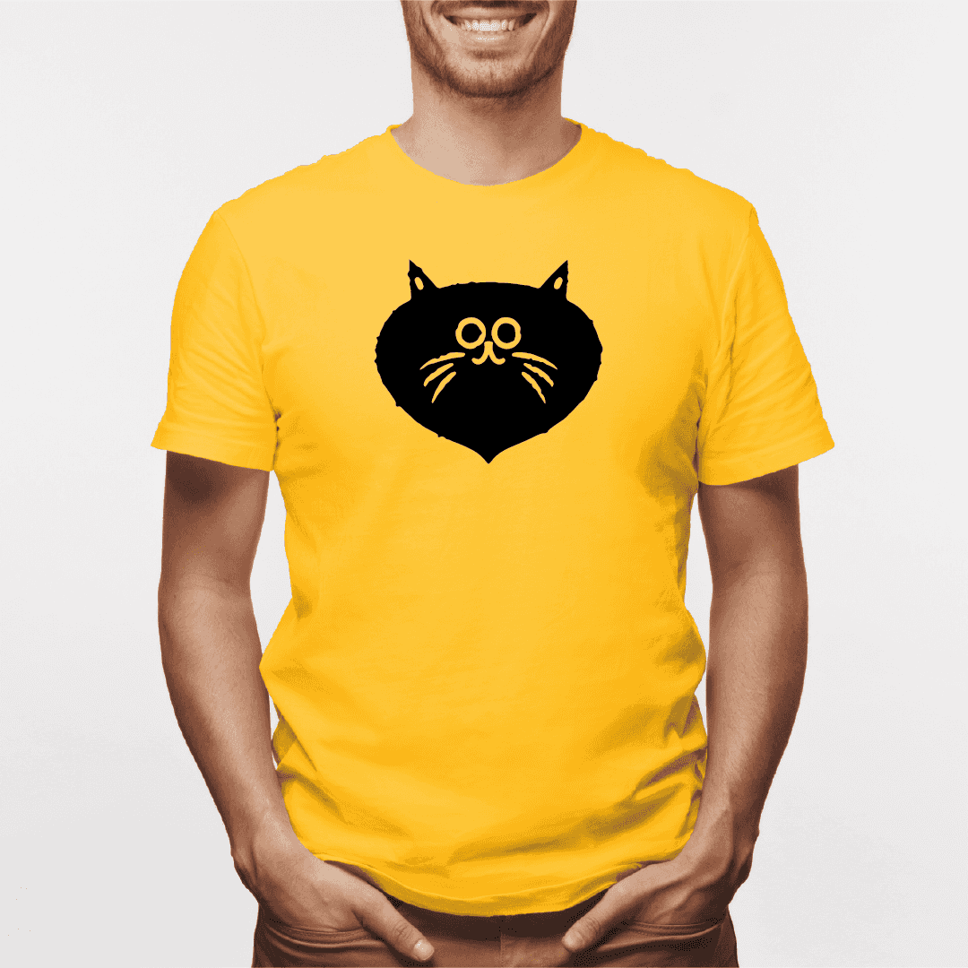 Camisa estampada para hombre  tipo T-shirt Gato cara Redonda asustado