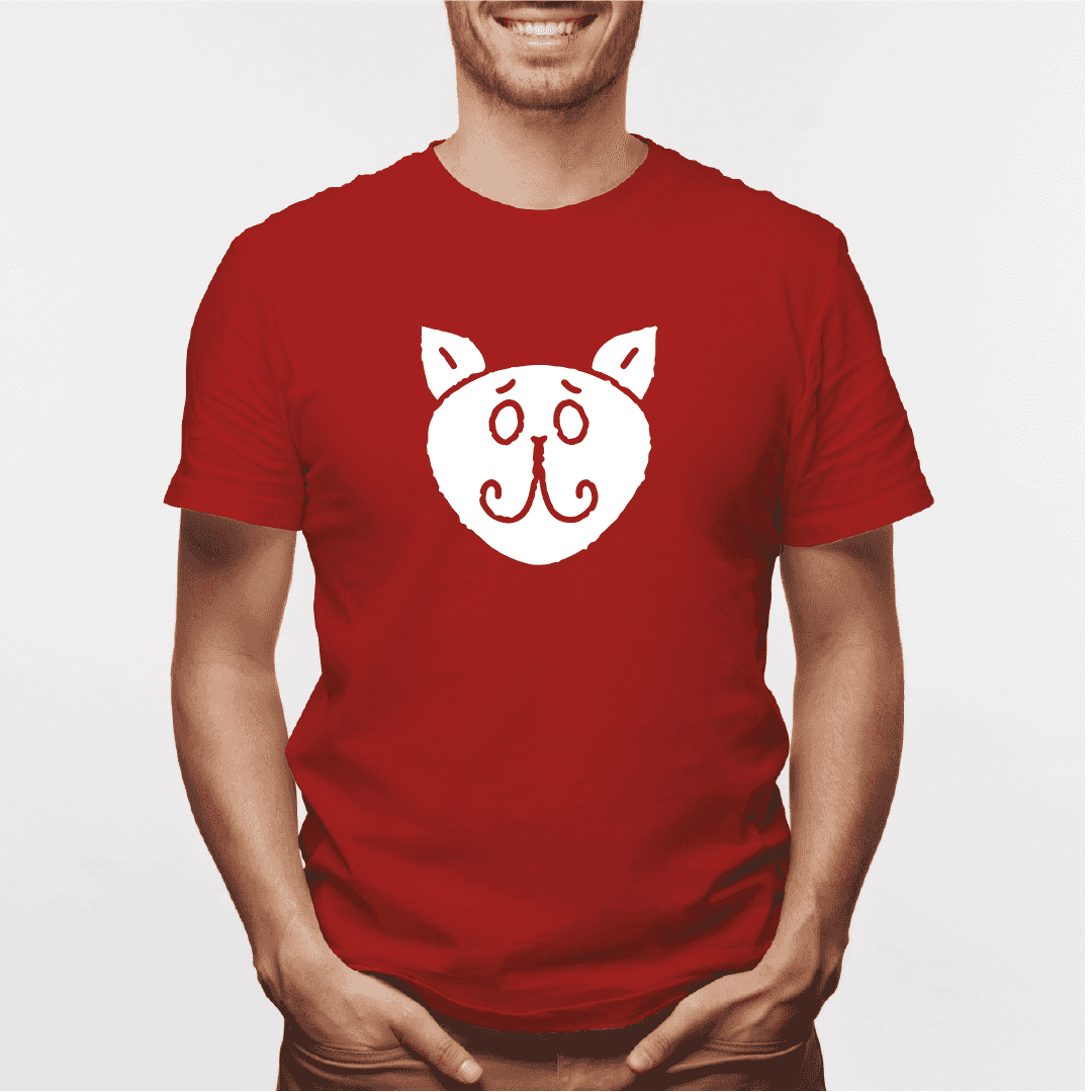Camisa estampada para hombre  tipo T-shirt Gato cara redonda Orejas