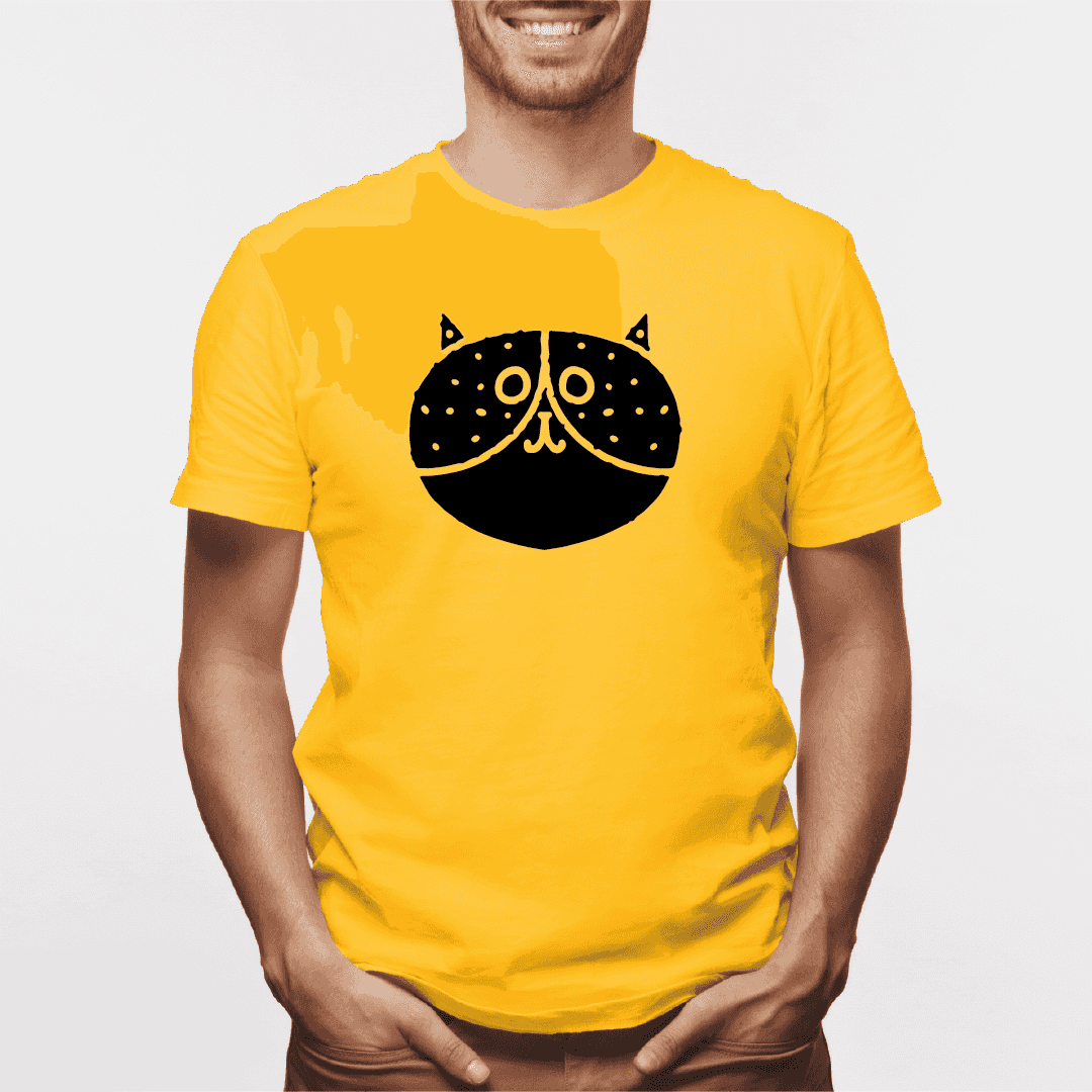 Camisa estampada para hombre  tipo T-shirt Gato cara redonda Peca