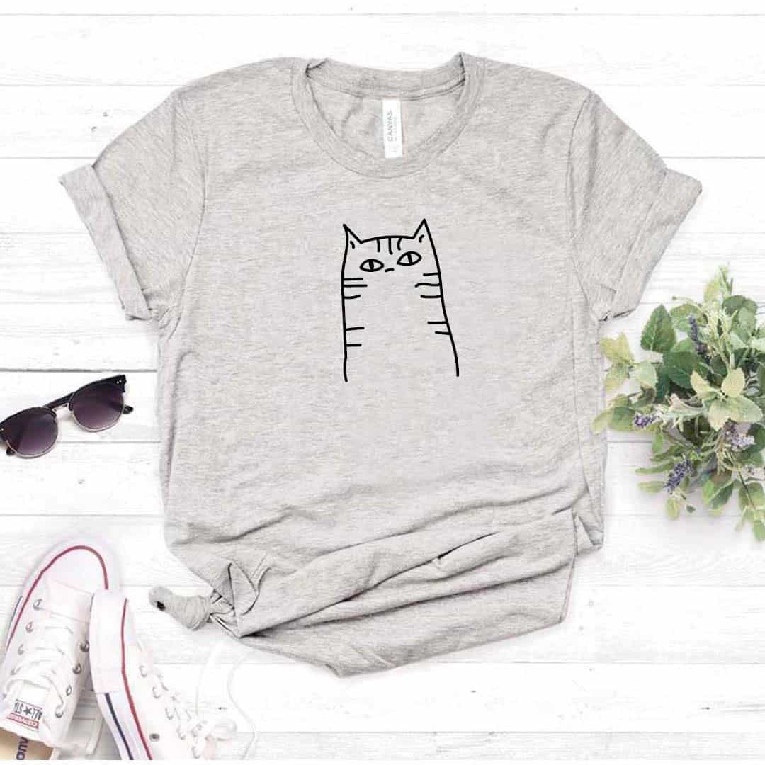 Camisa estampada tipo T- shirt GATO A RAYAS