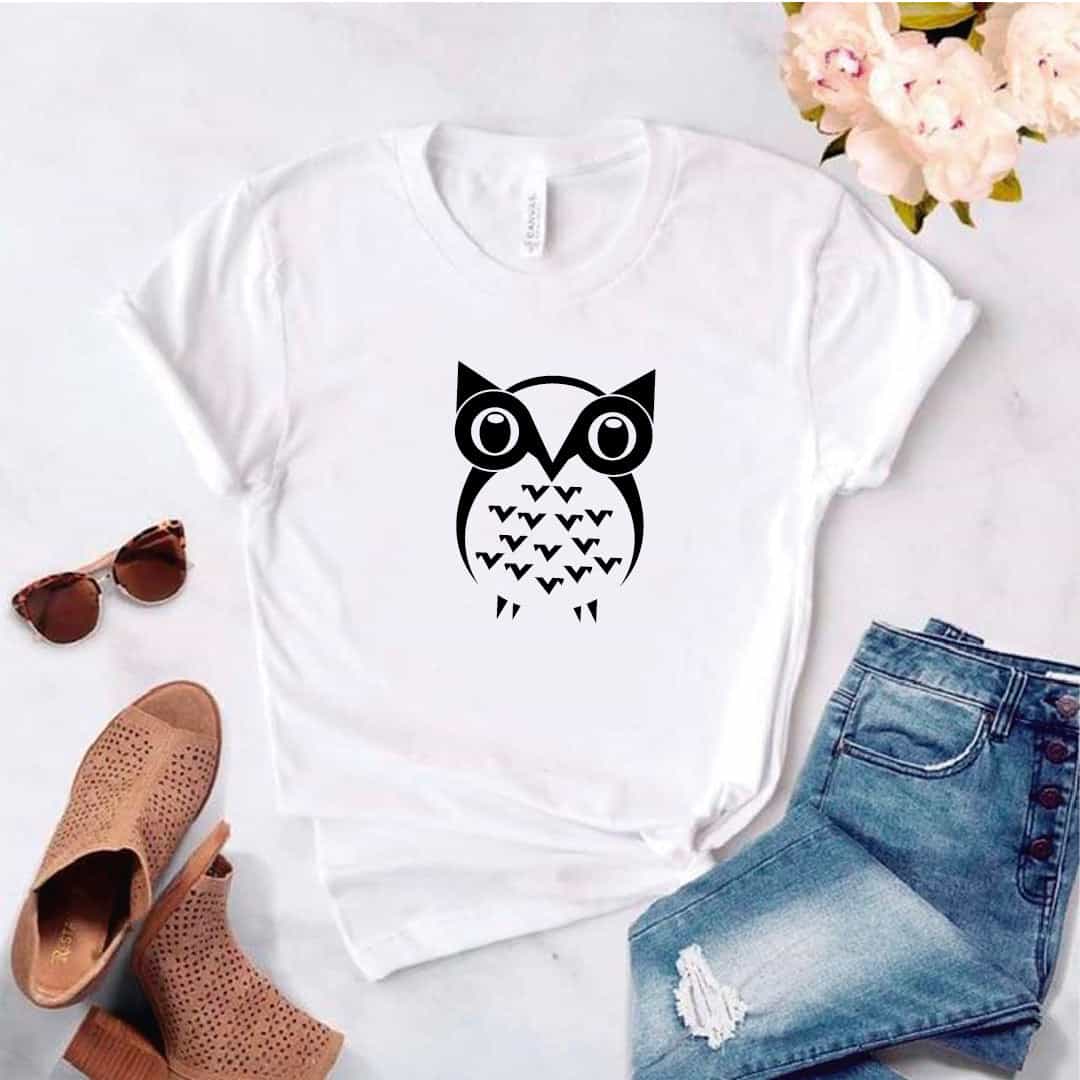 Camisa estampada tipo T- shirt Lechuza Ojona
