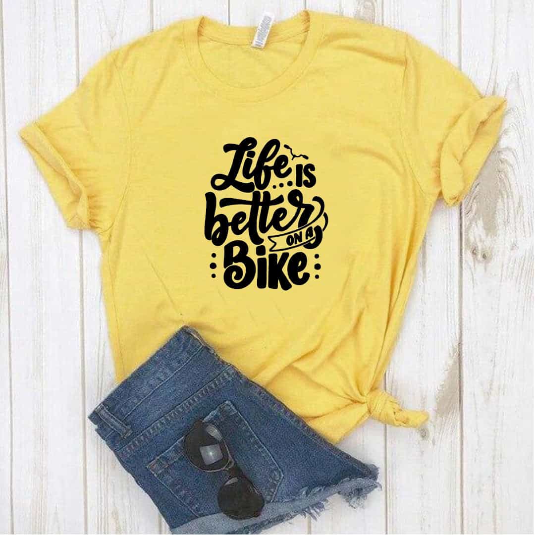 Camisa estampada tipo T- shirt Life is better on a bike (La vida es mejor en una bicicleta)