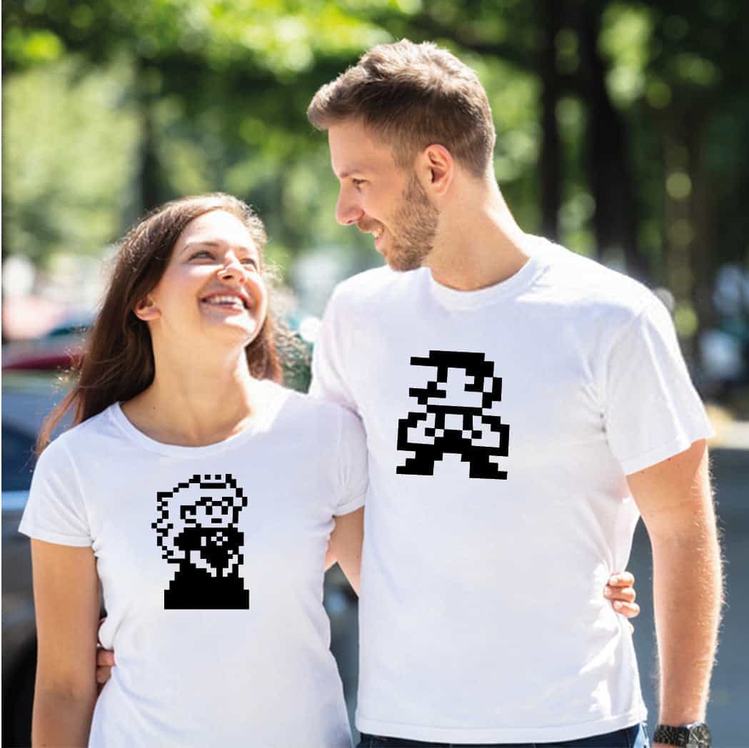Camiseta estampada pareja T-shirt mario y la princesa
