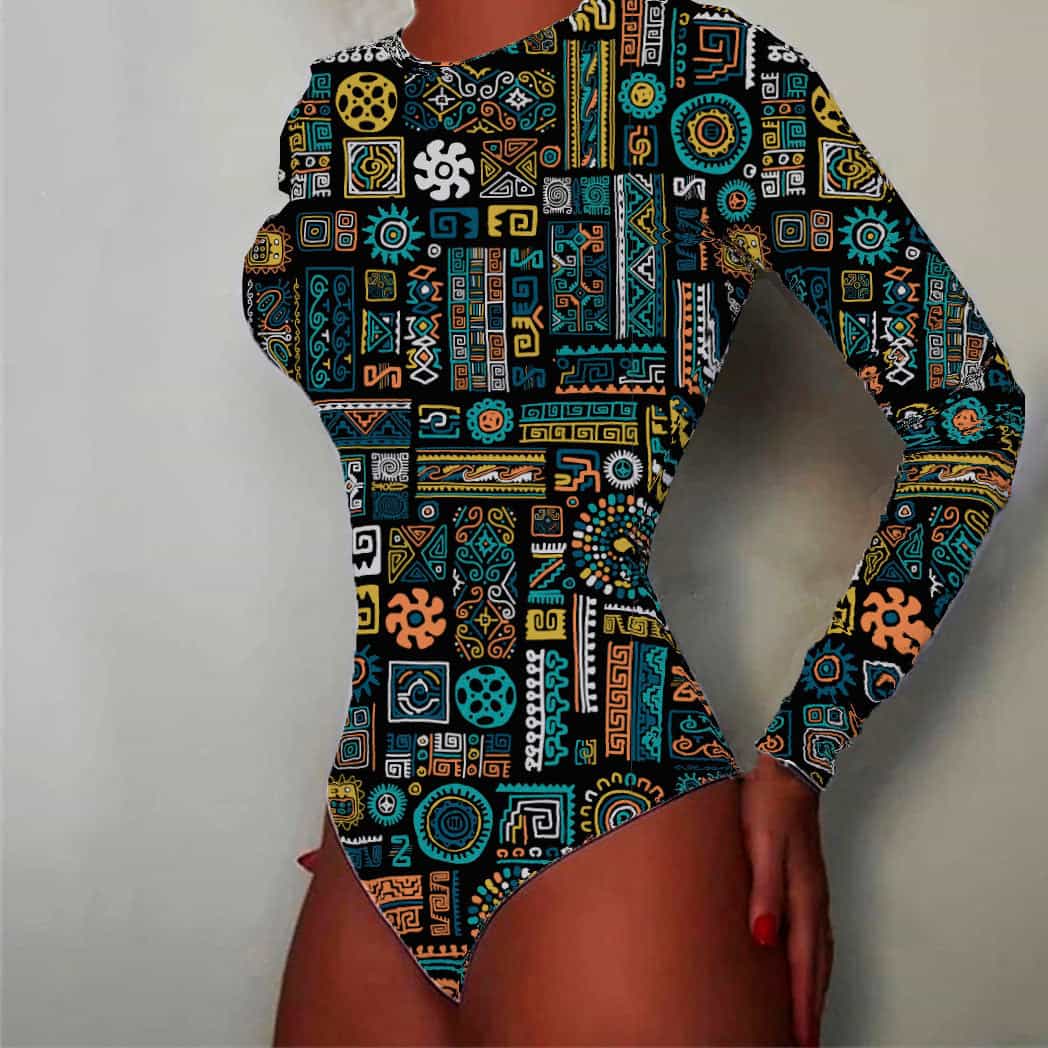 Body para Dama Manga Larga estampado Maya