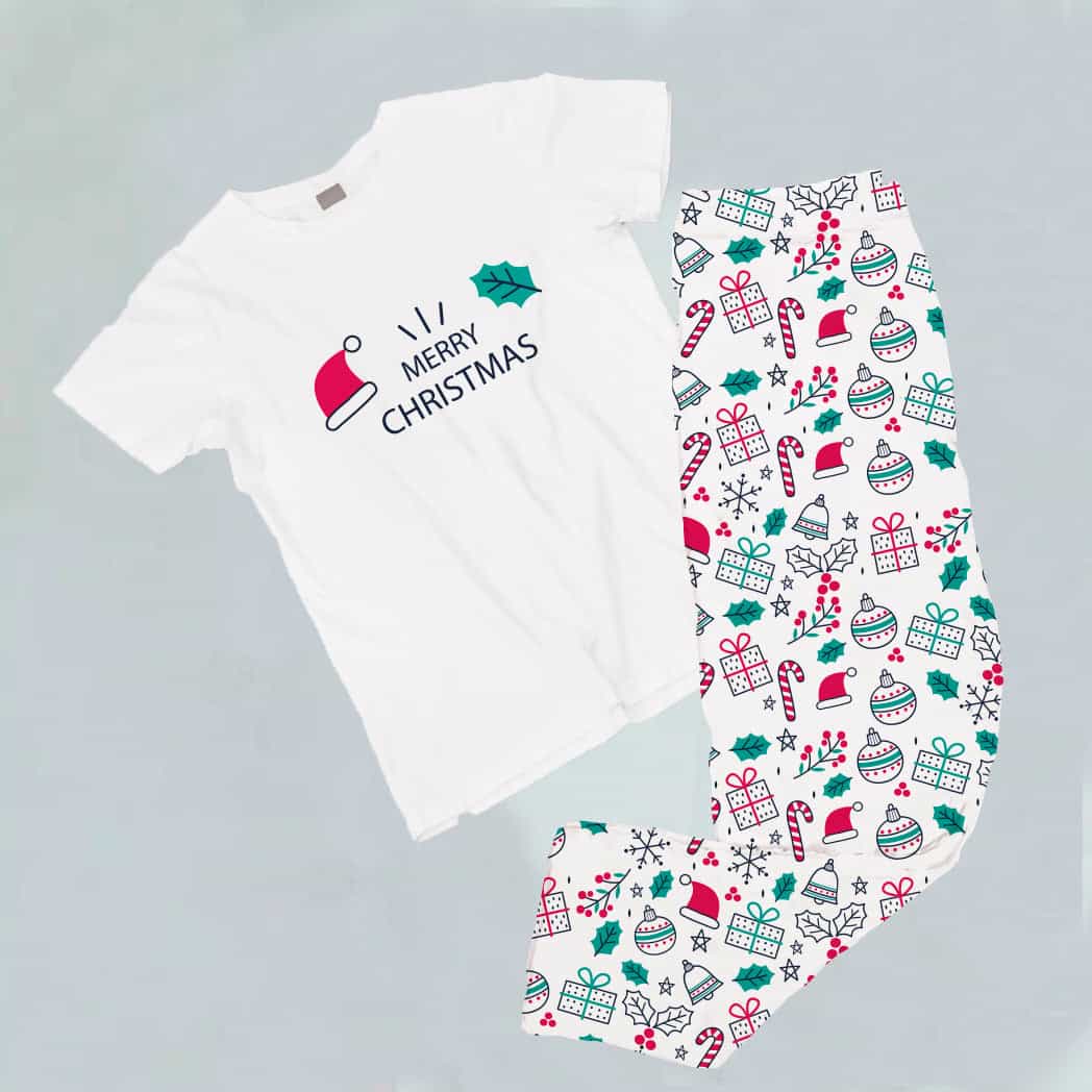 Pijama estampada de pantalón Largo MERRY CHRISTMAS SOMBRERO HOJA
