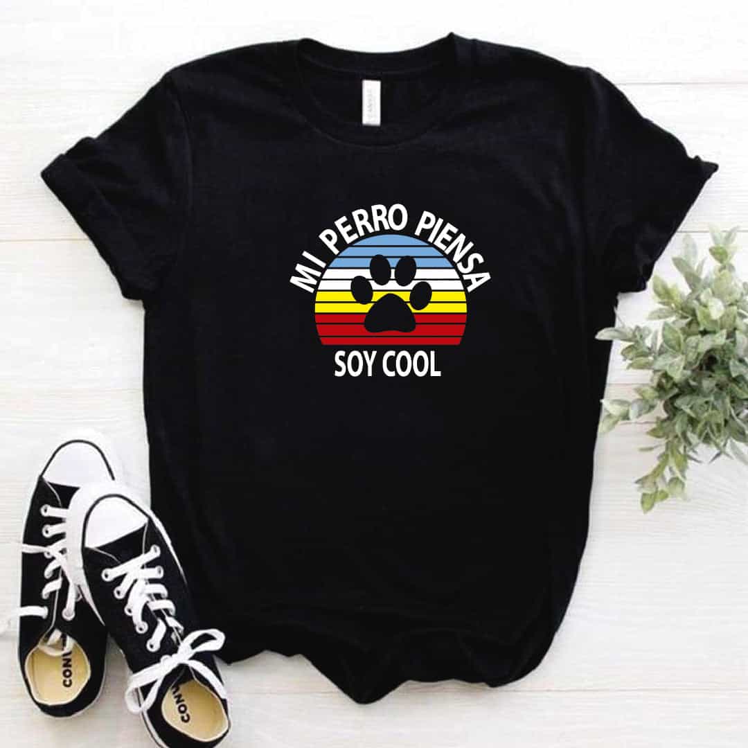 Camisa estampada  tipo T-shirt MI PERRO PIENSA QUE SOY COOL