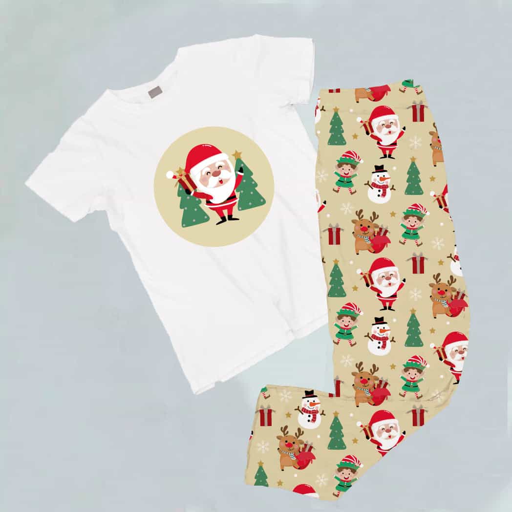 Pijama estampada de pantalón Largo PAPA NOEL ARBOL REGALO