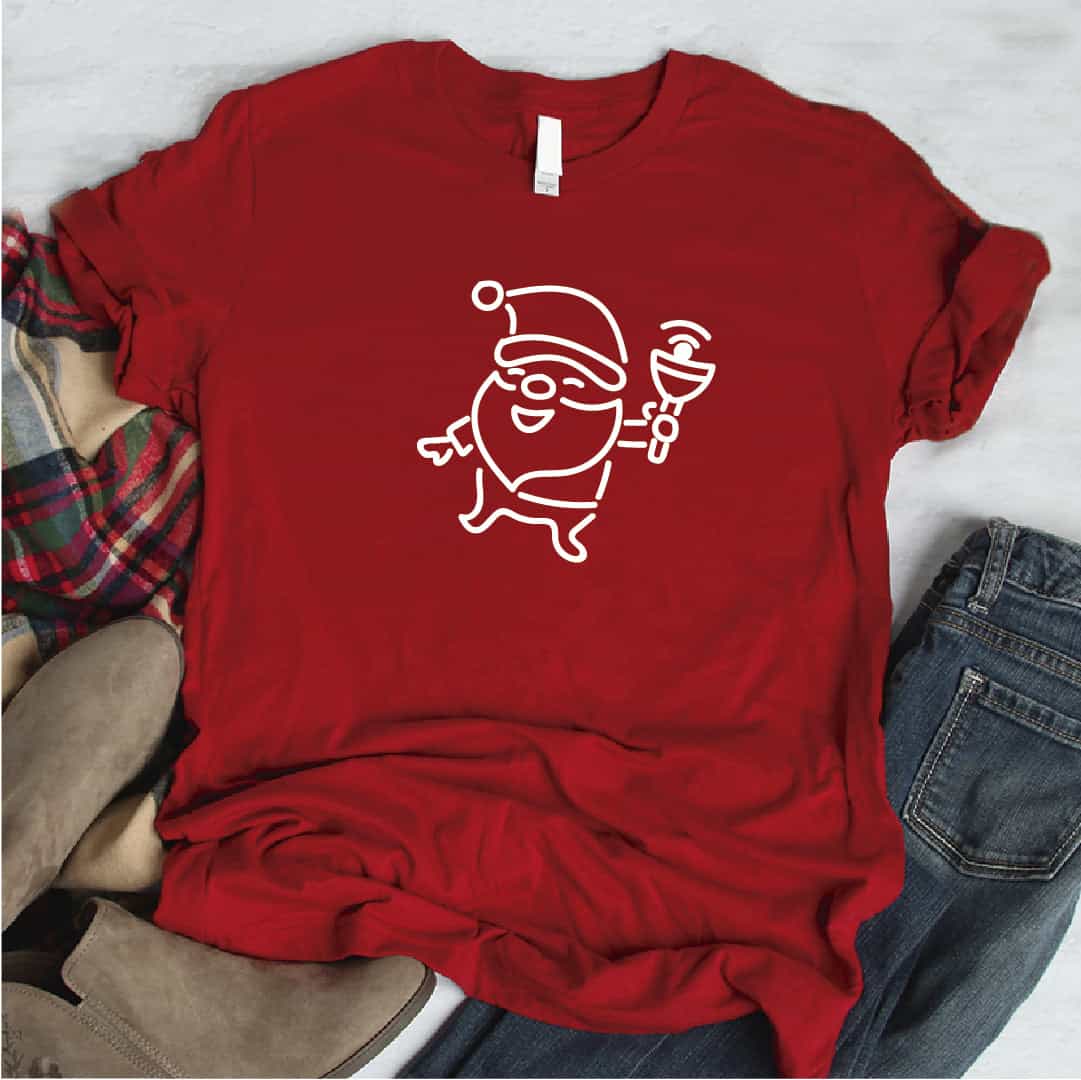 Camisa estampada  tipo T-shirt Papa Noel Campana (Navidad)