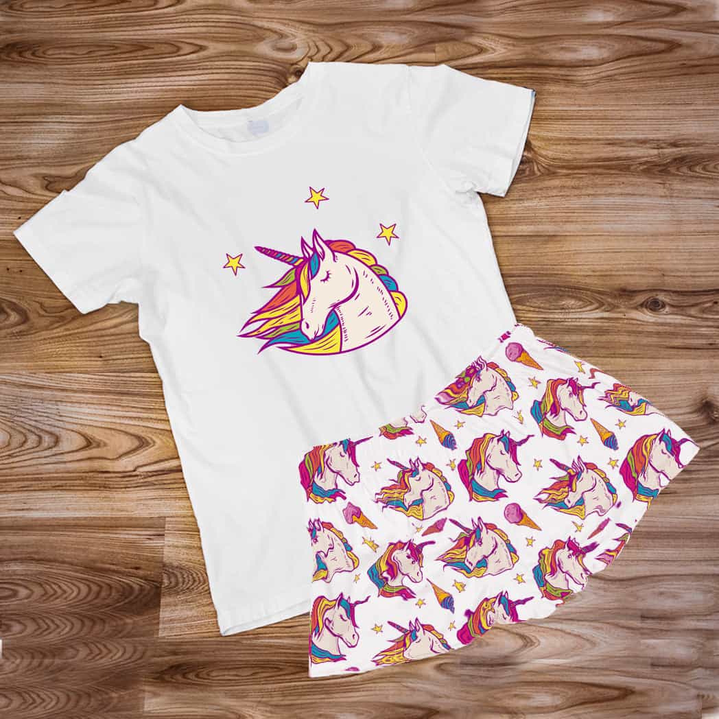 Pijama Estampada en poli algodón de Short UNICORNIO