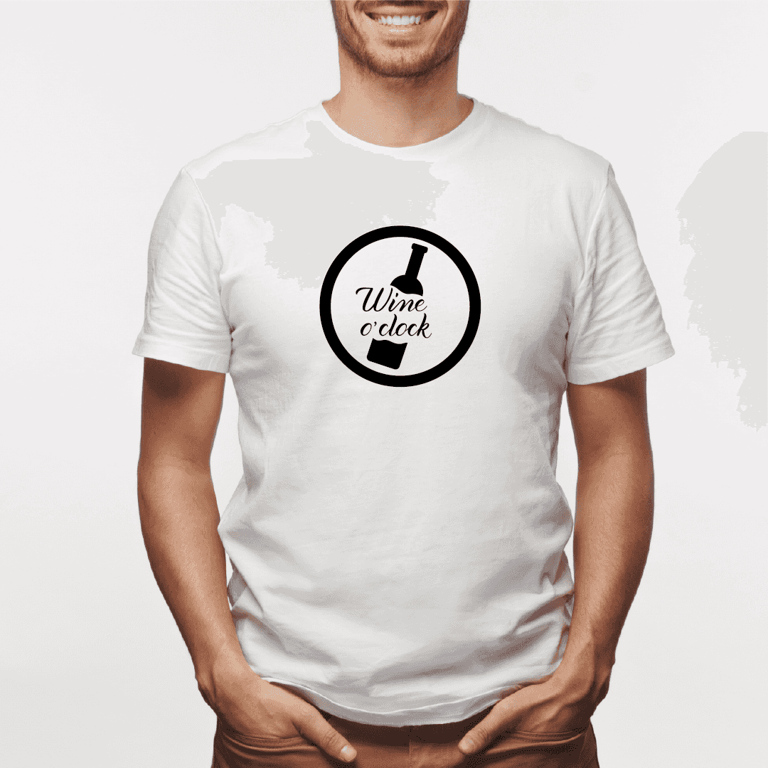 Camisa estampada para hombre  tipo T-shirt Wine o Clock