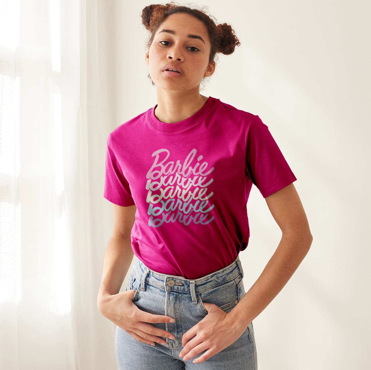 Camisetas Barbie letras de colores pastel: Moda Retro en Algodón 100% Estampado — foto 3