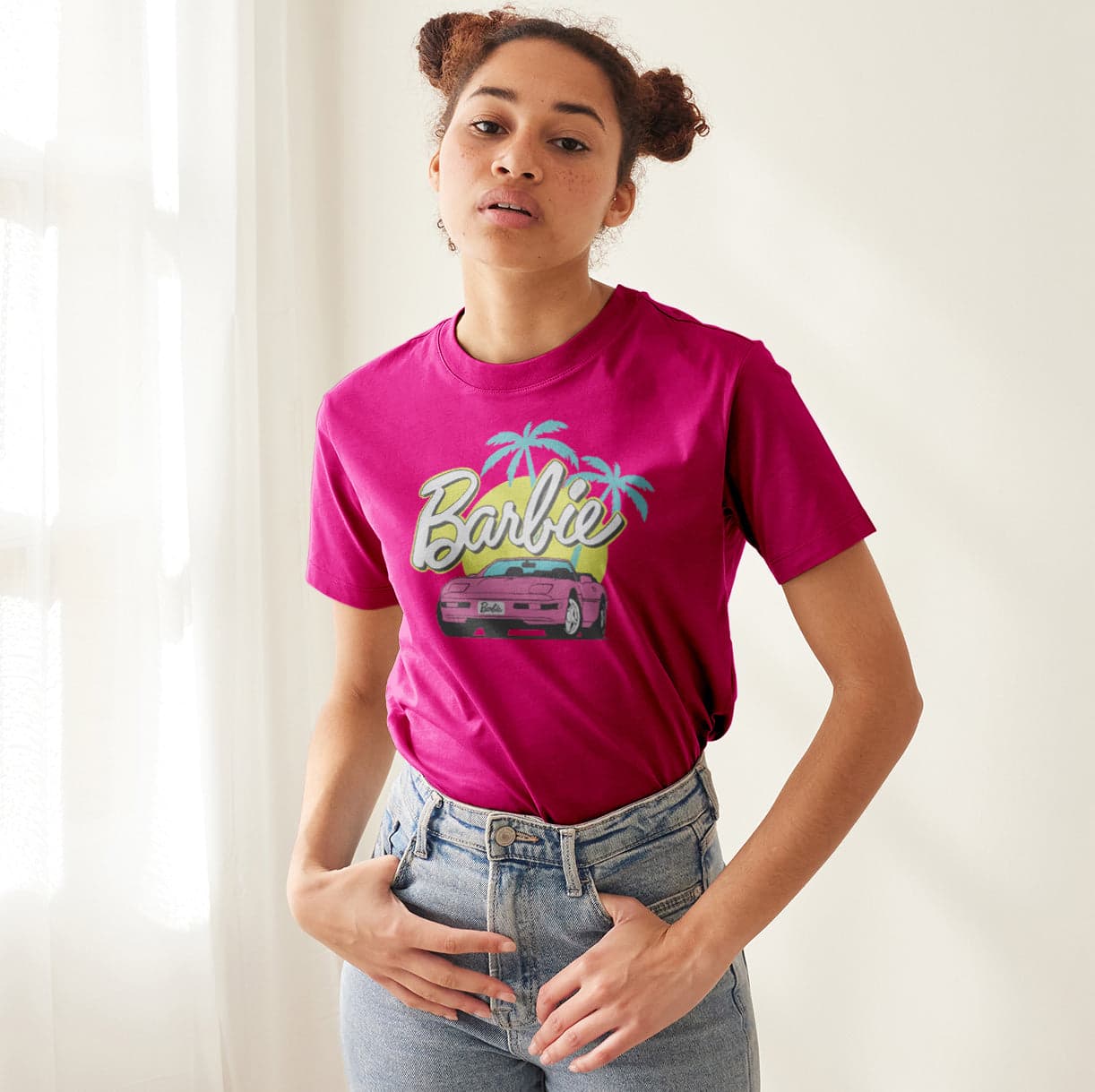 Camisetas Barbie carro barbie: Moda Retro en Algodón 100% Estampado — foto 3