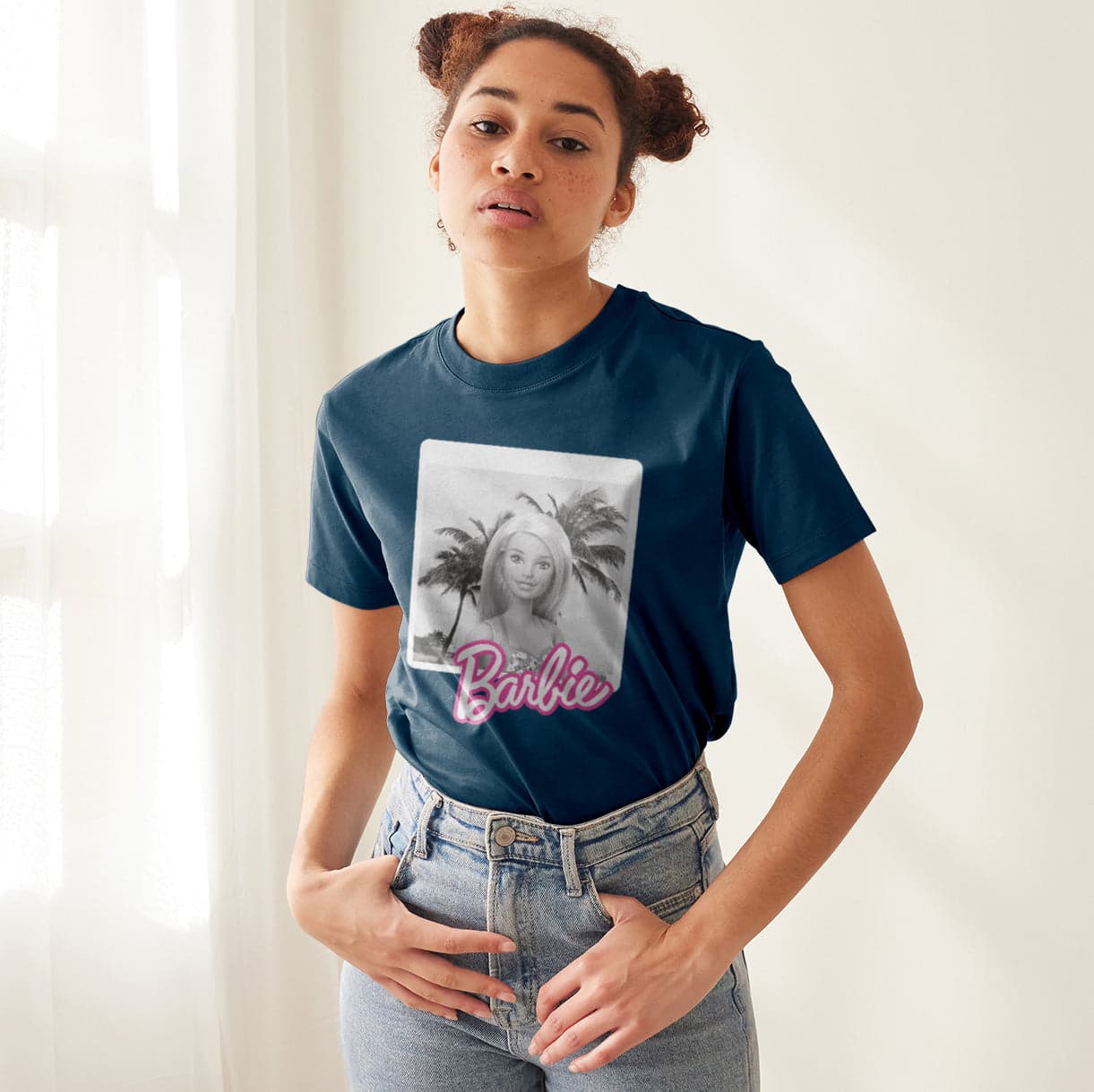 Camisetas Barbie fotografia blanco y negro: Moda Retro en Algodón 100% Estampado — foto 1