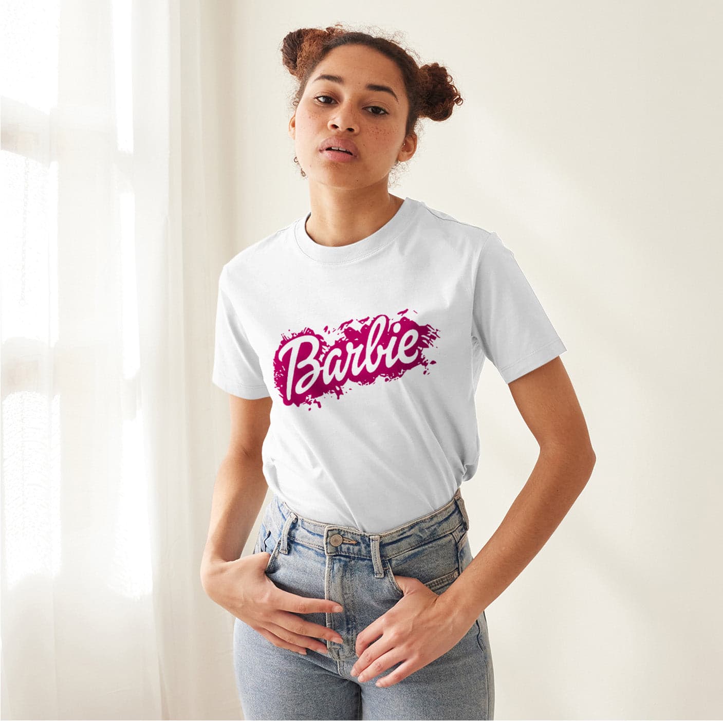 Camisetas Barbie efecto pintura: Moda Retro en Algodón 100% Estampado — foto 1
